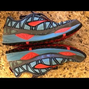 Brooks trail running/hiking athletic shoes.